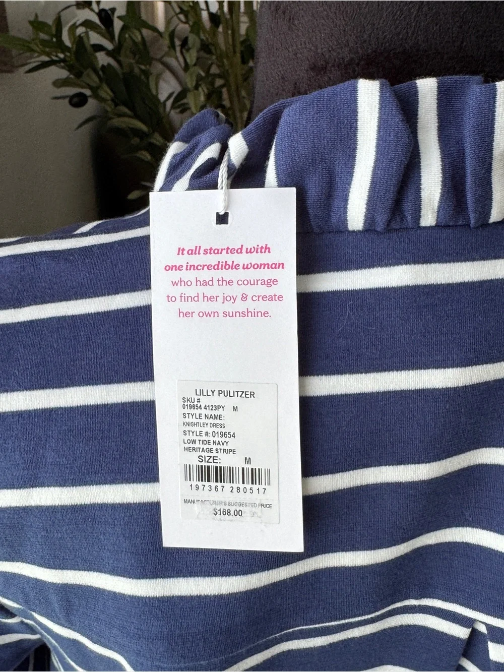 Lilly Pulitzer Navy and White Striped Ruffle Collar Dress